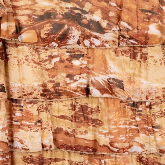 Notations Tank Top L Womens Brown Beige Ruffled Layers Abstract Sleeveless Top - Picture 3 of 7